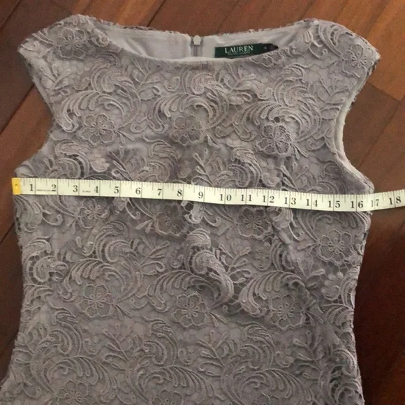 Ralph Lauren Evening Gray Lace Overlay Sheath Dress 6 - Picture 10 of 12